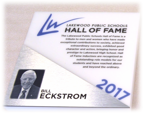 Bill Eckstrom Hall of Fame Plaque